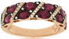 ESTATE .18CT DIAMOND & AAA RUBY 14KT ROSE & BLACK GOLD DIAGONAL ANNIVERSARY RING