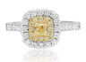 ESTATE WIDE 1.04CT WHITE & FANCY YELLOW DIAMOND 18KT 2 TONE GOLD ENGAGEMENT RING