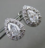 ESTATE .85CT DIAMOND 14KT WHITE GOLD 3D PEAR SHAPE CLASSIC HALO STUD EARRINGS