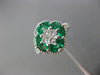 LARGE 1.35CT DIAMOND & AAA EMERALD 14K WHITE GOLD MULTI SHAPE SQUARE FLOWER RING