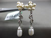 ANTIQUE LARGE .25CT DIAMOND & AAA SOUTH SEA PEARL 18KT WHITE GOLD LEAF EARRINGS