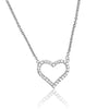 ESTATE .20CT ROUND DIAMOND 14KT WHITE GOLD 3D CLASSIC OPEN HEART LOVE NECKLACE