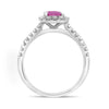 1.49CT DIAMOND & AAA PINK SAPPHIRE 18KT WHITE GOLD EMERALD CUT ENGAGEMENT RING