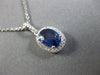 ESTATE 1.21CT DIAMOND & AAA SAPPHIRE 14KT WHITE GOLD OVAL HALO FLOATING PENDANT