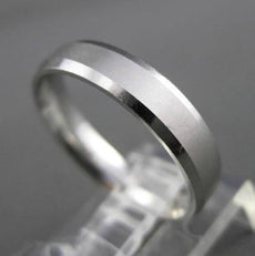 ESTATE 14KT WHITE GOLD MATTE & SHINY CLASSIC WEDDING BAND RING 4mm #23138
