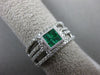 ESTATE WIDE .89CT DIAMOND & AAA EMERALD 14KT WHITE GOLD 3D MULTI ROW SQUARE RING