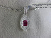 ESTATE SMALL .12CT DIAMOND & AAA RUBY 18KT WHITE GOLD FILIGREE MILGRAIN PENDANT