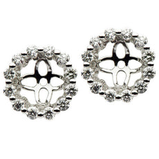 ESTATE .47CT ROUND DIAMOND 18KT WHITE GOLD 3D ROUND SHARE PRONG JACKET EARRINGS