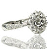 ESTATE LARGE 1.07CT DIAMOND 18KT WHITE GOLD 3D FLOWER SEMI MOUNT ENGAGEMENT RING