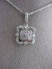 ESTATE .29CT DIAMOND 14KT WHITE GOLD 3D SQUARE HALO FLOWER FLOATING PENDANT