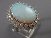 ANTIQUE LARGE 3.50CT OLD MINE DIAMOND & AAA OPAL 14K WHITE GOLD OVAL RING #22137