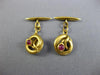 ANTIQUE .30CT AAA RUBY 18KT YELLOW GOLD SWIRL SNAKE CIRCULAR FUN MEN'S CUFFLINKS