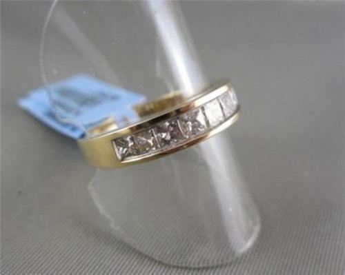 ESTATE 4MM 1.0CT DIAMOND PRINCESS CUT 14KT YELLOW GOLD WEDDING ANNIVERSARY RING