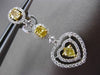 ESTATE LARGE 2.34CT FANCY DIAMOND 18K 2 TONE GOLD TRIPLE HEART HANGING EARRINGS