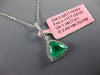 ESTATE 1.83CT DIAMONDS & AAA EMERALD 18K WHITE GOLD 3D TRILLION FLOATING PENDANT