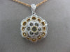 ESTATE .99CT DIAMOND 18K TRI COLOR GOLD CIRCULAR DOME SHAPE FLOWER PAVE PENDANT