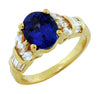 ESTATE LARGE 3.65CT DIAMOND & AAA TANZANITE 14KT YELLOW GOLD 3D ENGAGEMENT RING