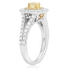 ESTATE 1.29CT WHITE & FANCY YELLOW DIAMOND 18KT 2 TONE GOLD 3D ENGAGEMENT RING