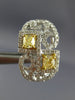 ESTATE WIDE 1.78CT WHITE & FANCY YELLOW DIAMOND 18K 2 TONE GOLD CLIP ON EARRINGS