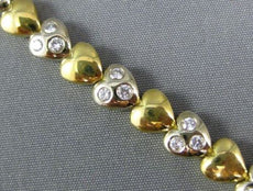 ANTIQUE 1.07CT DIAMOND 18KT TWO TONE GOLD 3D CLASSIC HEART ETOILE BRACELET #108