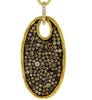 ESTATE 2.10CT WHITE & MOCHA DIAMOND 14KT YELLOW GOLD ELONGATED OVAL FUN PENDANT
