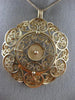 ANTIQUE EXTRA LARGE 14KT ROSE GOLD CLASSIC FLOWER CIRCLE FILIGREE PENDANT #21874