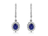 1.03CT DIAMOND & AAA TANZANITE 14K WHITE GOLD FLOWER LEVER BACK HANGING EARRINGS