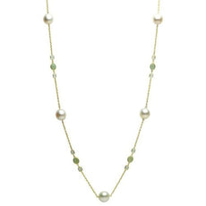 AQUAMARINE TOPAZ & SOUTH SEA PEARL 18K YELLOW GOLD BY THE YARD TIN CUP NECKLACE