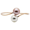 ESTATE WHITE & PINK SOUTH SEA PEARL 18KT ROSE GOLD 3D TWO STONE BANGLE BRACELET