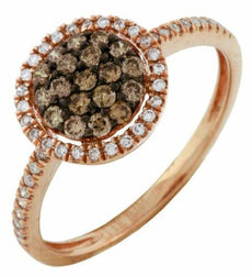 .46CT WHITE & CHOCOLATE FANCY DIAMOND 14K ROSE GOLD CLUSTER FLOWER HALO FUN RING
