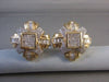 ESTATE LARGE SQUARE 4.80CT DIAMOND PRINCESS CUT 14K YELLOW GOLD CLIP EARRINGS