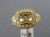 LARGE 1.52CT DIAMOND 14KT YELLOW GOLD 3D SQUARE HALO SEMI MOUNT ENGAGEMENT RING