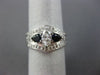 ESTATE 1.57CT DIAMOND & SAPPHIRE 14KT WHITE GOLD 3D 3 STONE LOVE ENGAGEMENT RING