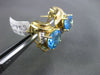 ESTATE LARGE 6.24CT DIAMOND & AAA BLUE TOPAZ 14KT TWO TONE GOLD CLIP ON EARRINGS