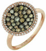 .82CT WHITE & MULTI COLOR DIAMOND 14KT ROSE GOLD CLUSTER ROUND DOUBLE HALO RING