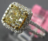 ESTATE LARGE 2.08CT WHITE & FANCY YELLOW DIAMOND 18K 2 TONE GOLD ENGAGEMENT RING