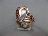 ANTIQUE 1.20CT DIAMOND & RUBY 14KT ROSE GOLD FILIGREE HANDCRAFTED COCKTAIL RING