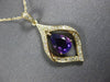 ESTATE .82CT DIAMOND & AAA AMETHYST 14K YELLOW GOLD 3D TEAR DROP LEAF PENDANT