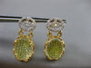 ESTATE LARGE 2.62CT DIAMOND & TOPAZ 18KT TWO TONE GOLD 3D OVAL FLOATING EARRINGS