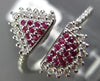 ESTATE WIDE .37CT DIAMOND & AAA RUBY 14KT WHITE GOLD 3D PAVE SEMI ETERNITY RING