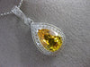 ESTATE 4.48CT DIAMOND & AAA YELLOW SAPPHIRE 14K WHITE GOLD PEAR SHAPE NECKLACE