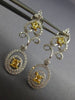 ESTATE 1.21CT WHITE & FANCY YELLOW DIAMOND 18K 2 TONE GOLD OVAL HANGING EARRINGS