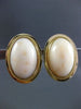 ANTIQUE LARGE OVAL AAA CORAL 18KT YELLOW GOLD CLIP ON EARRINGS BEAUTIFUL #2842