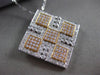 ESTATE LARGE 1.76CT DIAMOND 18KT GOLD 3D SQUARE ETOILE CHECKERED PENDANT CHAIN