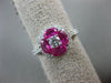 ESTATE 1.64CT DIAMOND & PINK SAPPHIRE 18KT WHITE GOLD FLOWER SOLITAIRE LOVE RING