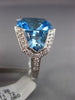 ESTATE EXTRA LARGE 12.10CT DIAMOND & AAA BLUE TOPAZ 18KT WHITE GOLD 3D FUN RING