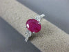 ESTATE LARGE 1.70CT DIAMOND & AAA RUBY 14K WHITE GOLD 3D CLASSIC ENGAGEMENT RING