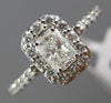 ESTATE .60CT PRINCESS DIAMOND 14K WHITE GOLD 3D RECTANGULAR HALO ENGAGEMENT RING