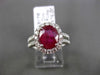 ESTATE LARGE 2.99CT DIAMOND & AAA RUBY 18KT WHITE GOLD OVAL HALO ENGAGEMENT RING