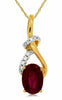 ESTATE .96CT DIAMOND & AAA RUBY 14KT YELLOW GOLD OVAL LOVE KNOT FLOATING PENDANT